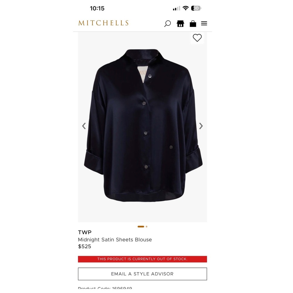 TWP Midnight Satin Sheets Blouse Black 100% Silk Oversized Button Down XS/S - Picture 8 of 15